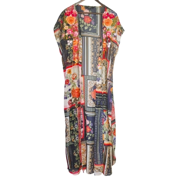 Andree By Unit Floral Embroidered Duster Kimono Sheer Boho Cover Up Womens Med - Picture 1 of 13
